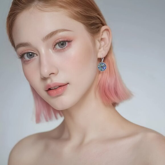 925 Sterling Silver Tree Of Life Earrings Tree Of Life Abalone Shell - Picture 4 of 7